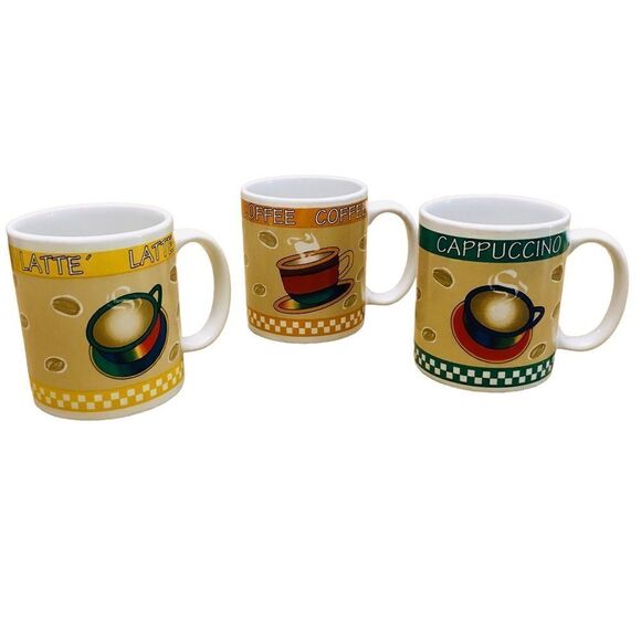 Latte Cappuccino Coffee Set Cups Mugs - Picture 1 of 9